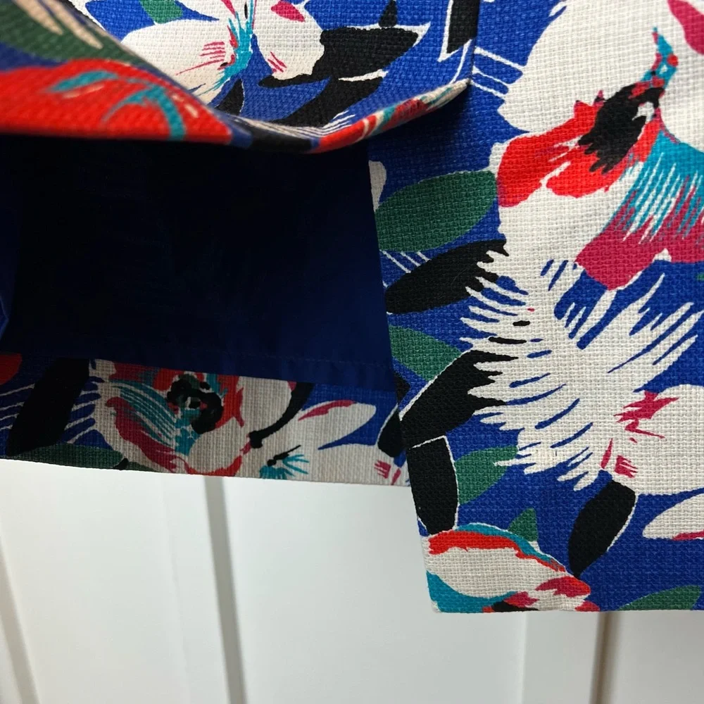 J. Crew Tropical Floral Cotton Pencil Skirt Sz 4 Colorful Midi Hawaiian Dopamine